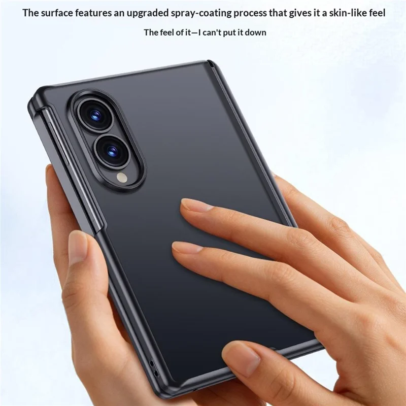 Fodral för Samsung Galaxy Z Fold8 med HD-skärmskydd Hudlikt touch-PC Matt skyddsfodral för mobil - Svart
