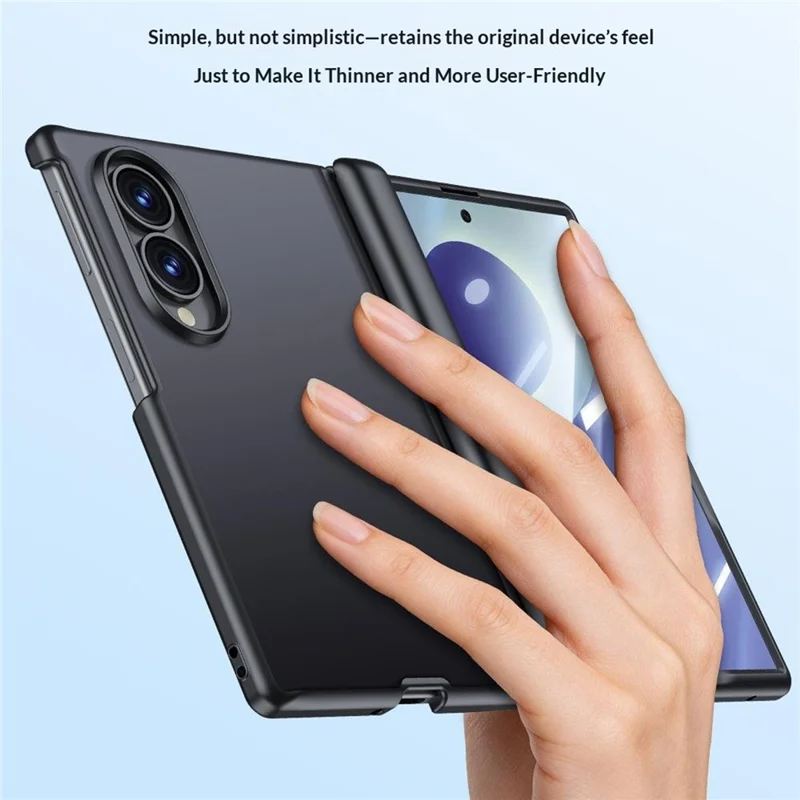 Fodral för Samsung Galaxy Z Fold8 med HD-skärmskydd Hudlikt touch-PC Matt skyddsfodral för mobil - Svart