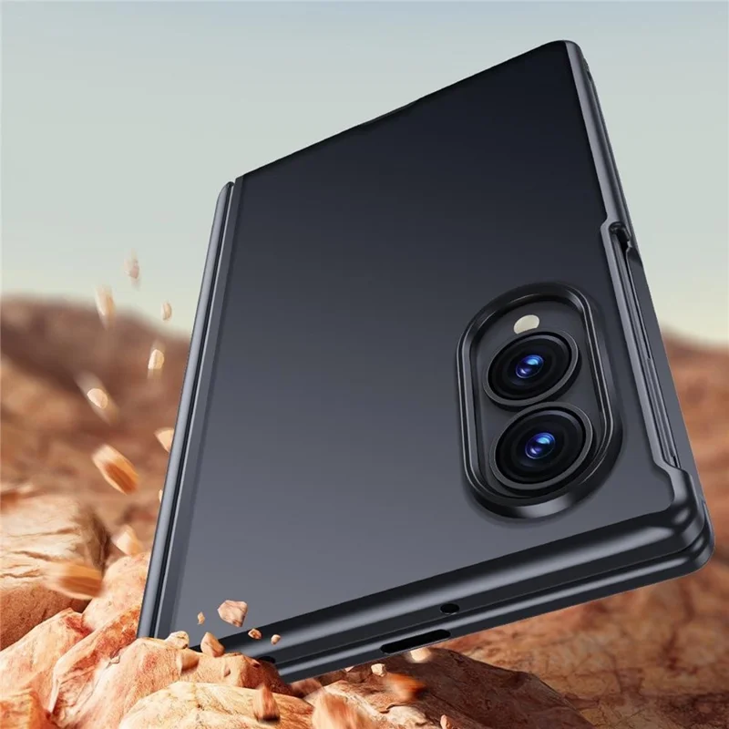 Fodral för Samsung Galaxy Z Fold8 med HD-skärmskydd Hudlikt touch-PC Matt skyddsfodral för mobil - Svart