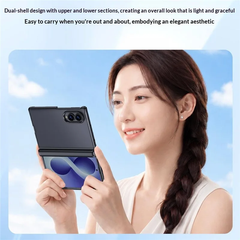 Fodral för Samsung Galaxy Z Fold8 med HD-skärmskydd Hudlikt touch-PC Matt skyddsfodral för mobil - Svart