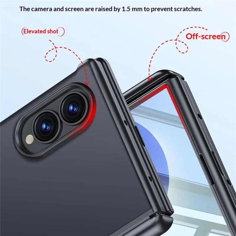 Fodral för Samsung Galaxy Z Fold8 med HD-skärmskydd Hudlikt touch-PC Matt skyddsfodral för mobil - Svart
