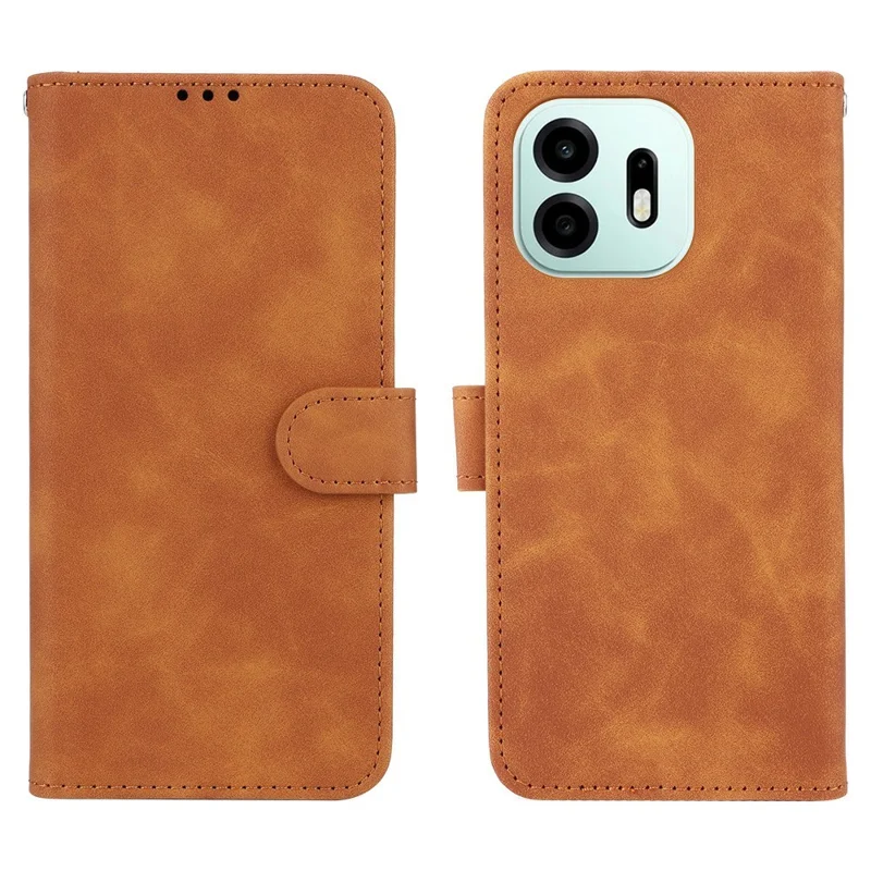 For OnePlus N6 4G Leather Case Skin Feel Anti Drop Wallet Stand Flip Phone Cover - Brown