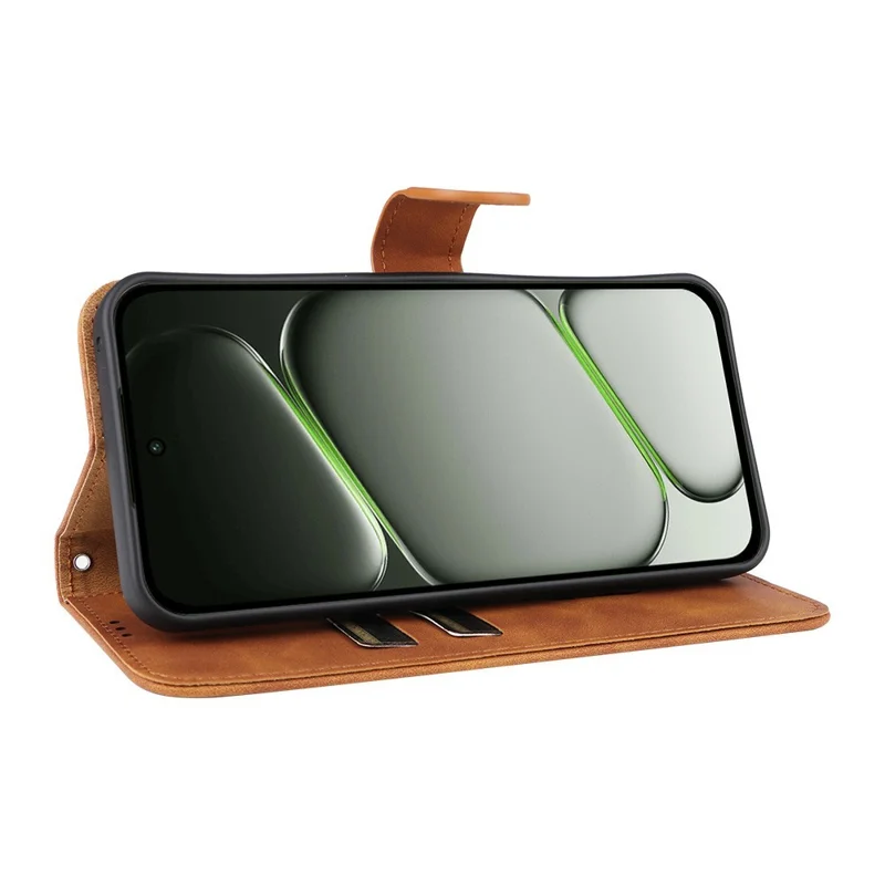 For OnePlus N6 4G Leather Case Skin Feel Anti Drop Wallet Stand Flip Phone Cover - Brown