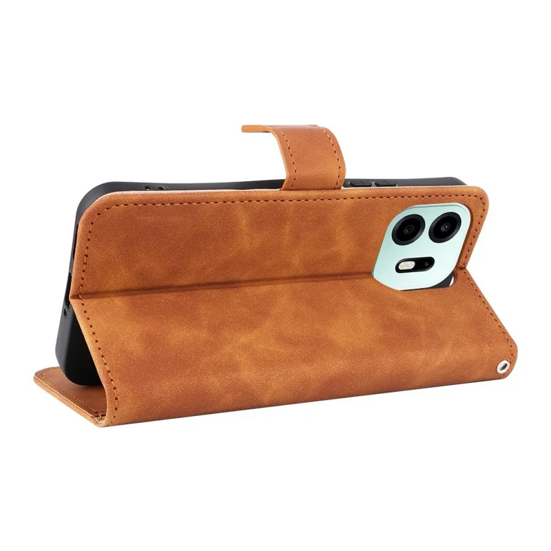 For OnePlus N6 4G Leather Case Skin Feel Anti Drop Wallet Stand Flip Phone Cover - Brown