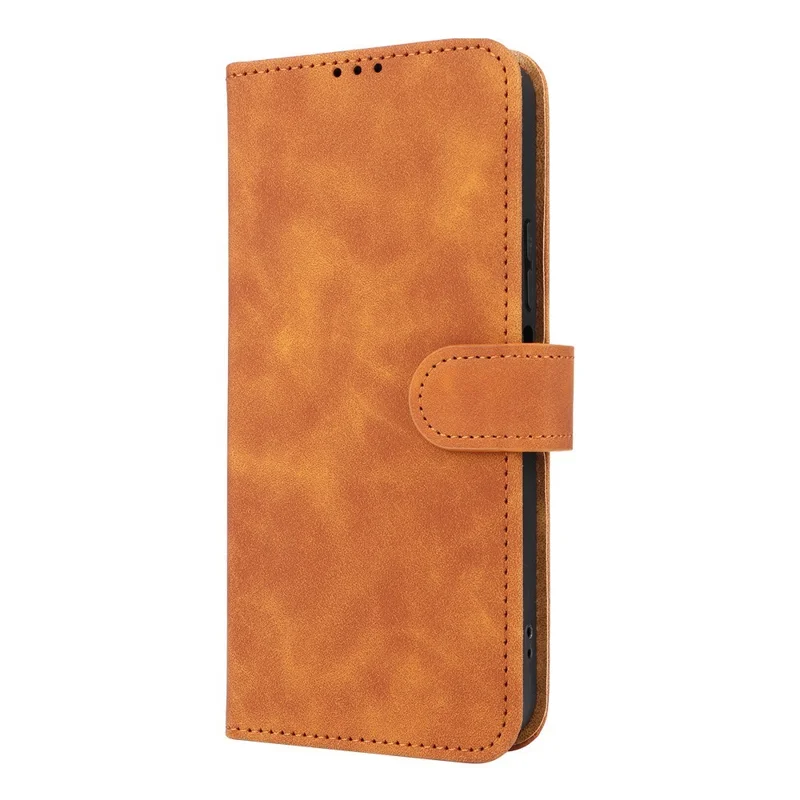 For OnePlus N6 4G Leather Case Skin Feel Anti Drop Wallet Stand Flip Phone Cover - Brown