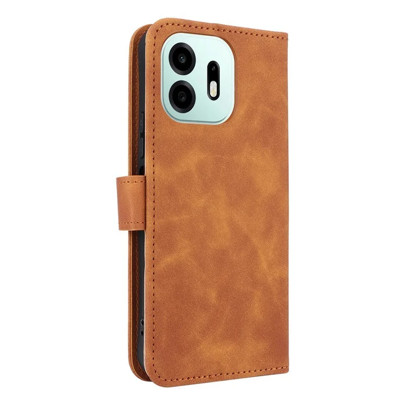 For OnePlus N6 4G Leather Case Skin Feel Anti Drop Wallet Stand Flip Phone Cover - Brown