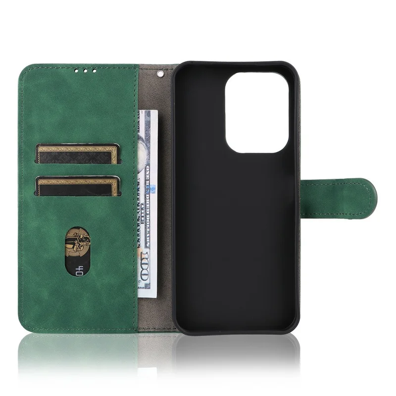 For Xiaomi Poco C95 Pro Leather Case Skin Feel Anti Drop Wallet Stand Flip Phone Cover - Green
