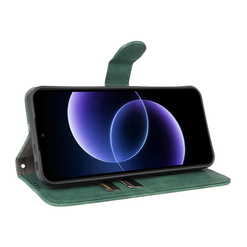 For Xiaomi Poco C95 Pro Leather Case Skin Feel Anti Drop Wallet Stand Flip Phone Cover - Green