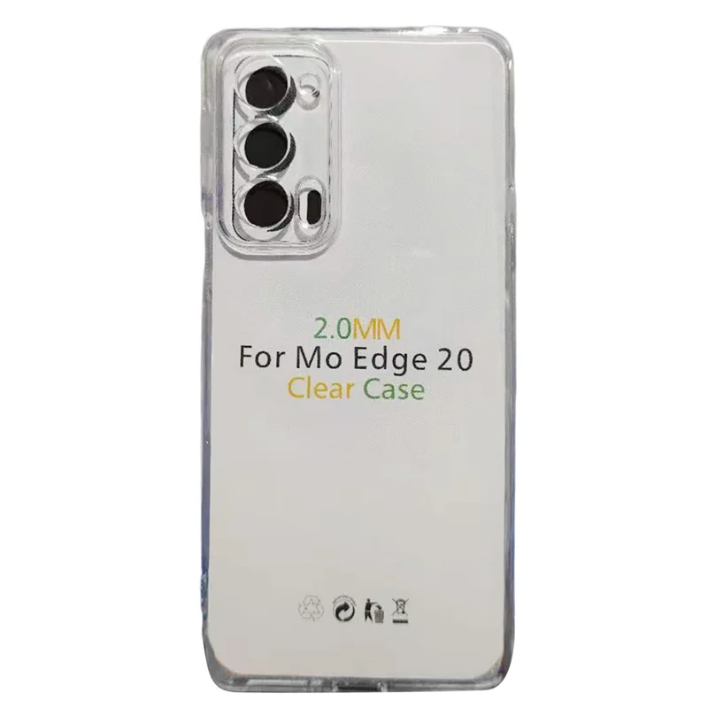 Coque pour Motorola Edge 20, sans trace de watermark, 2,0 mm, transparente en TPU