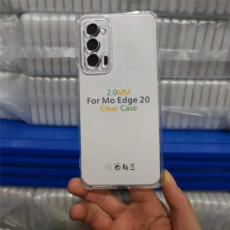 Coque pour Motorola Edge 20, sans trace de watermark, 2,0 mm, transparente en TPU