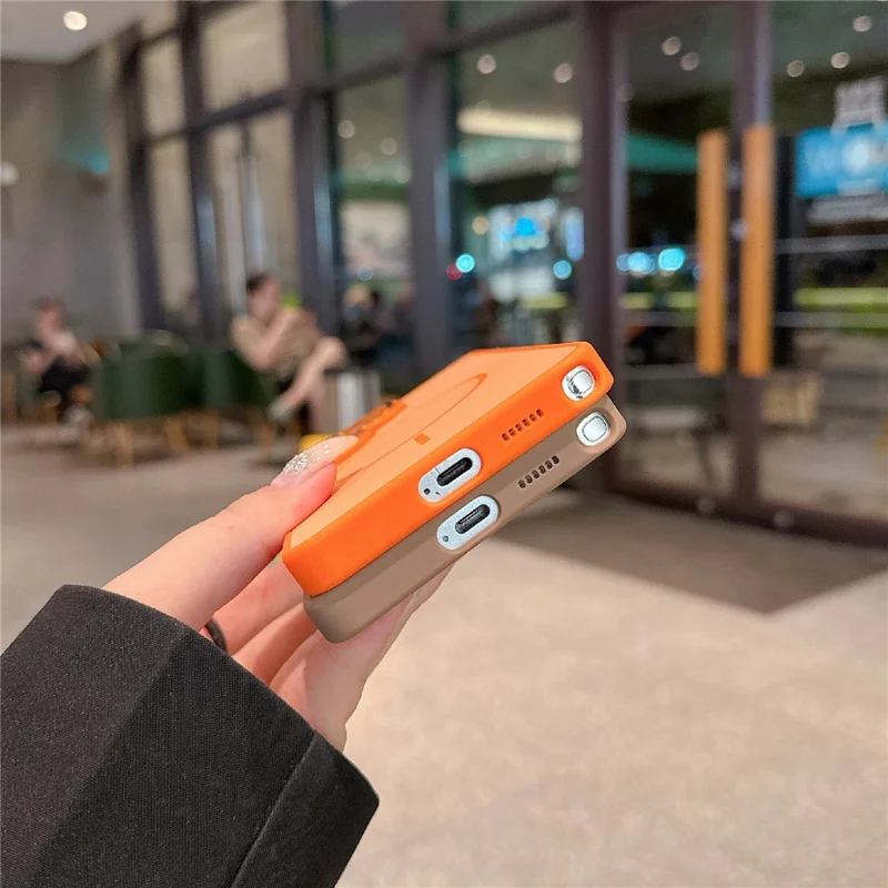 For Samsung Galaxy S25 Ultra Magnetic Case PC + TPU Dual-Layer Shockproof Cover with Metal Camera Frame - Orange