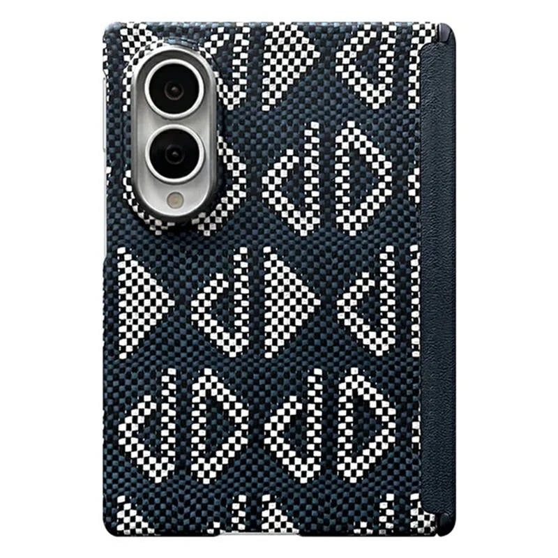 For Samsung Galaxy Z Fold8 Magnetic Case Hinge Protection Geometric Pattern Aramid Fiber Phone Cover with Front Frame - Blue