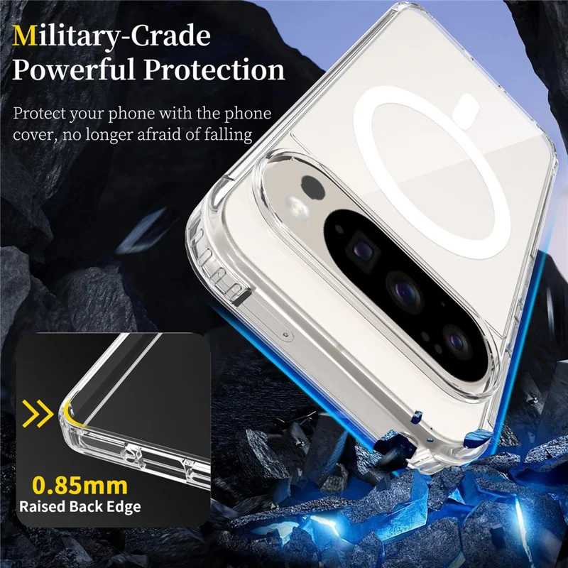 For Google Pixel 11 Magnetic Case TPU + PC Clear Phone Cover with 2Pcs Camera Protector + 2Pcs Screen Protector - Transparent