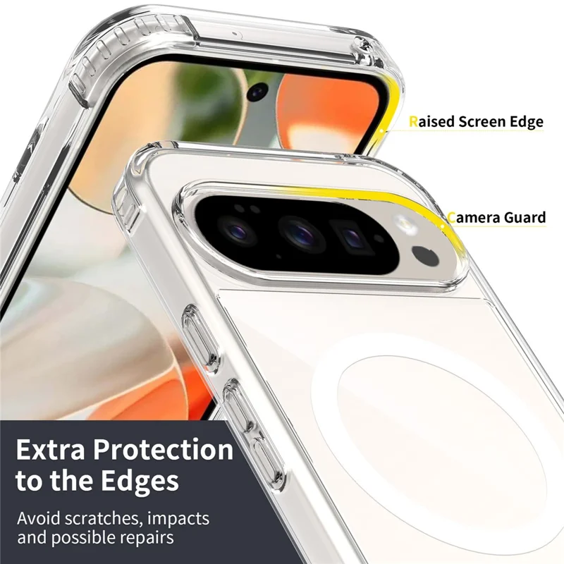 For Google Pixel 11 Magnetic Case TPU + PC Clear Phone Cover with 2Pcs Camera Protector + 2Pcs Screen Protector - Transparent