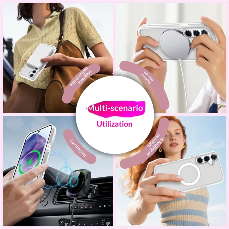 Cover magnetico per Samsung Galaxy S26 FE, custodia opaca in PC + TPU con 2 protezioni per fotocamera + 2 protezioni per schermo in vetro temperato - Bianco