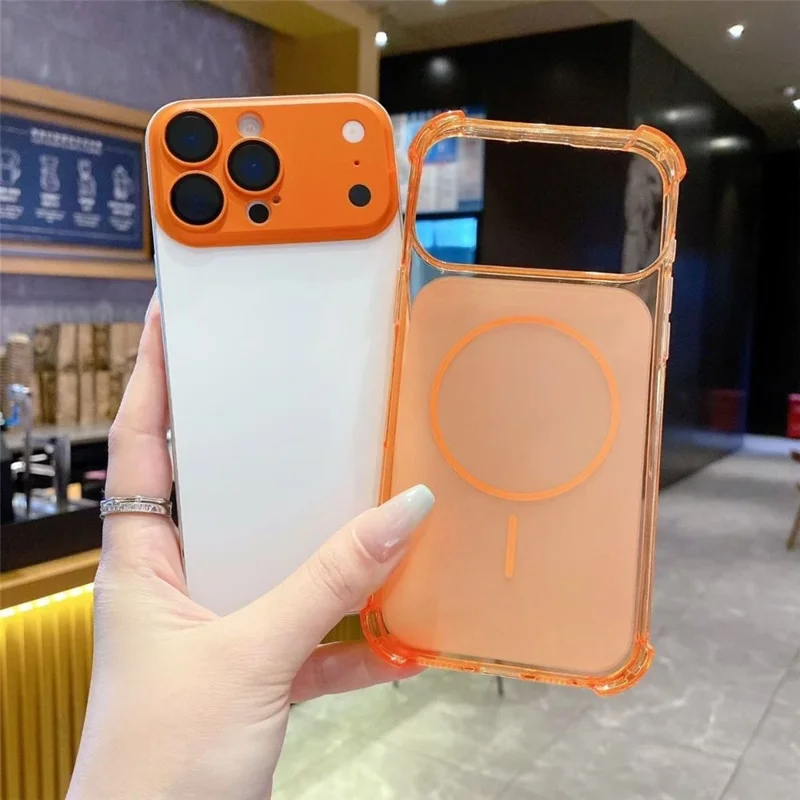 For iPhone 18 Pro Max  /  17 Pro Max Magnetic Case with Detachable Camera Cover Shockproof TPU Phone Cover - Orange