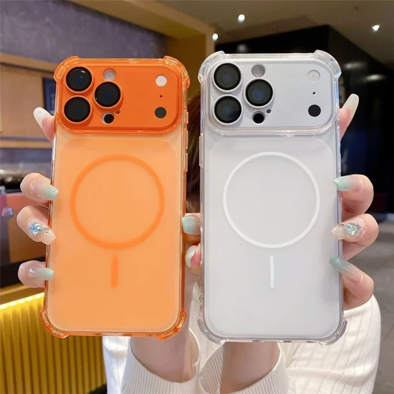 For iPhone 18 Pro Max  /  17 Pro Max Magnetic Case with Detachable Camera Cover Shockproof TPU Phone Cover - Orange