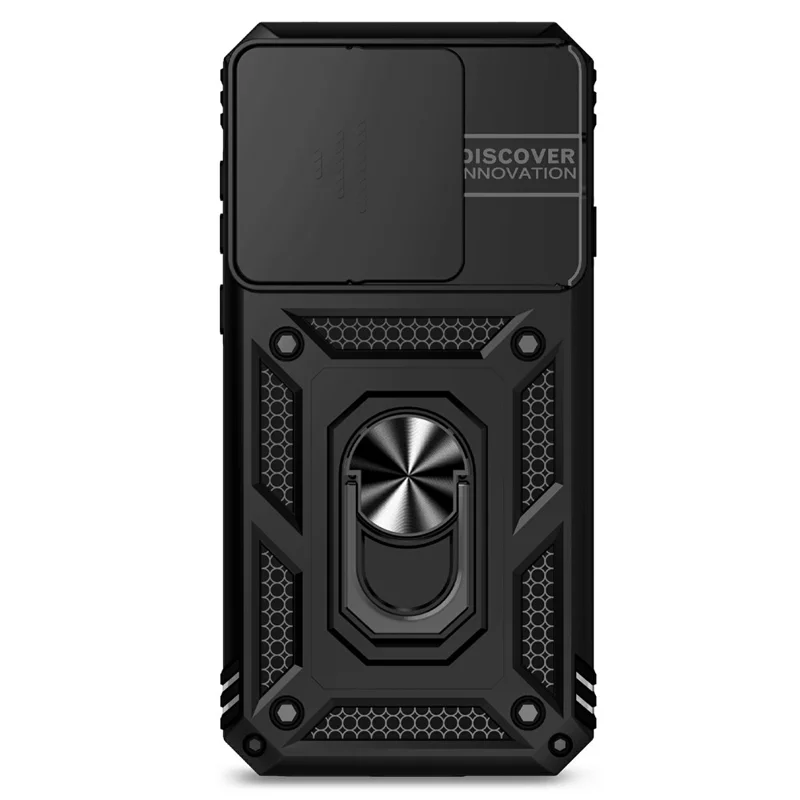 For Motorola Edge (2026) Case PC + TPU Phone Cover with Lens Protection Kickstand - Black