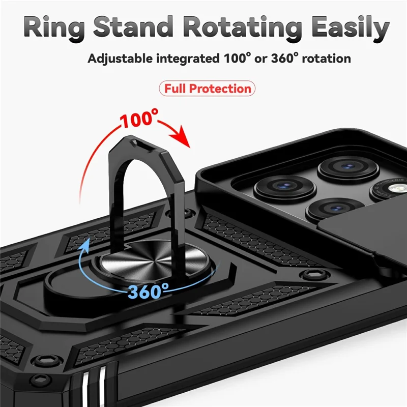 For Motorola Edge (2026) Case PC + TPU Phone Cover with Lens Protection Kickstand - Black