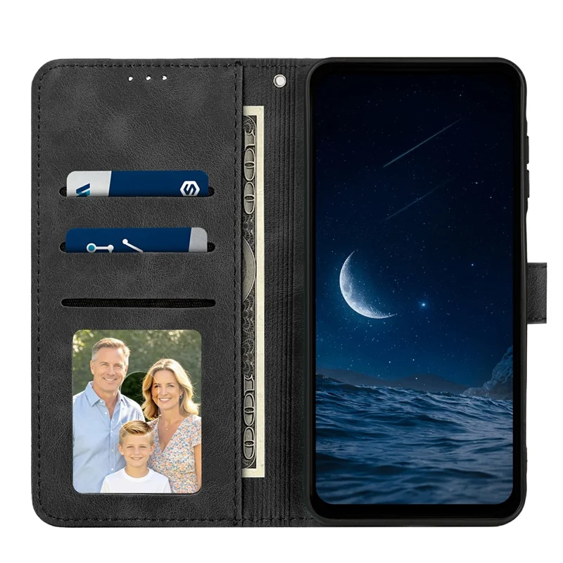 For iPhone 16 Wallet Case Imprinted Cat Butterfly Leather Phone Cover with Wrist Strap - Black