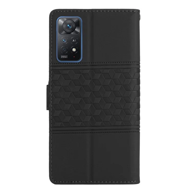 Case de Teléfono de Cuero PU Para Xiaomi Redmi Note 11 Pro 5G (Qualcomm) / Redmi Note 11 Pro 4G (MediaTek) Skin-touch Sentimiento Retro de Patrón Impreso Stand Billet de Billetera - Negro