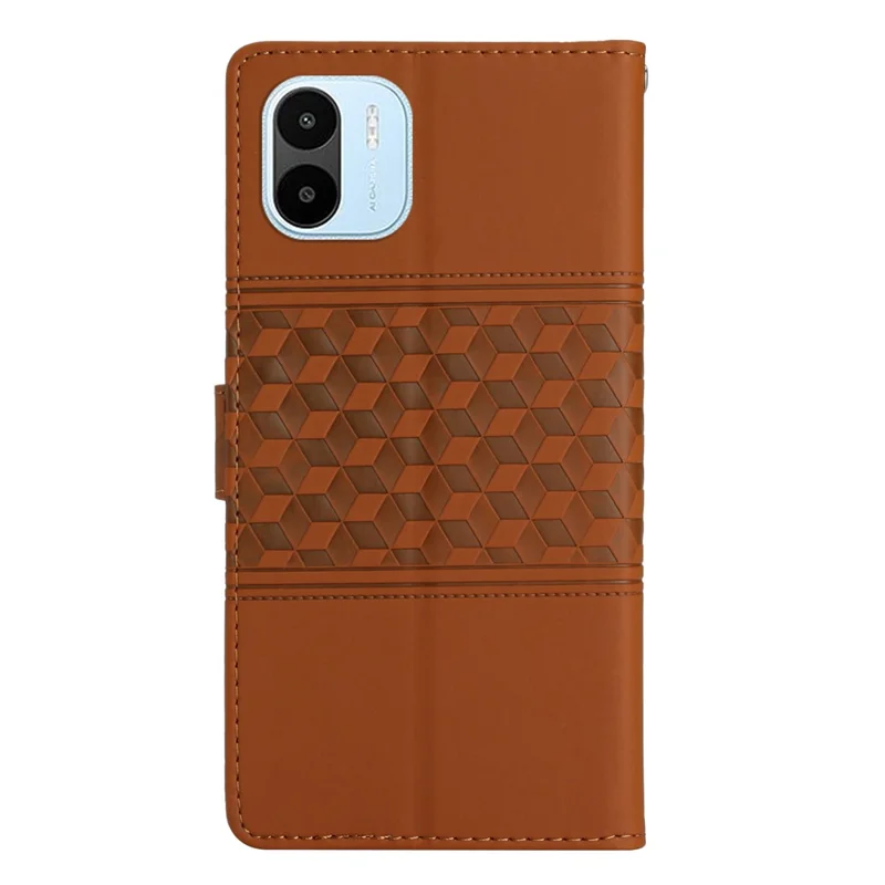 Anti-scratch Cell Phone Case For Xiaomi Redmi A1 4G / A2 4G Stand Wallet PU Leather Skin-friendly Imprinted Pattern Retro Phone Cover with Strap - Brown