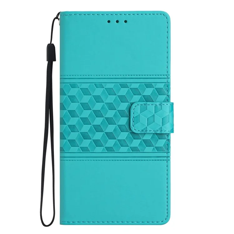Phone Cover For Xiaomi Redmi 10 2022 4G / Redmi Note 11 4G (MediaTek) / Redmi 10 4G (2021) / Redmi 10 Prime Stand Wallet Retro Imprinted Pattern Skin-friendly Case with Strap - Sky Blue