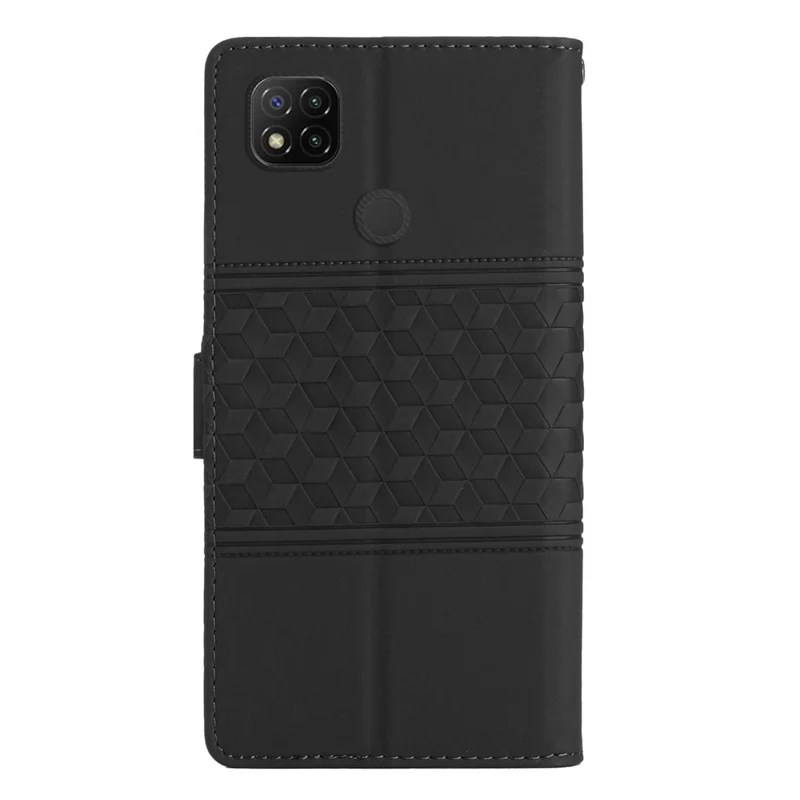 For Xiaomi Redmi 10A Retro PU Leather Shockproof Phone Case Stand Wallet Skin-friendly Flip Phone Cover with Strap - Black