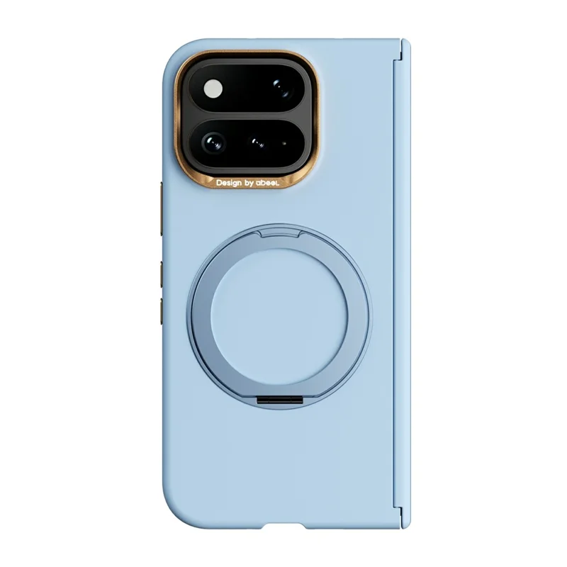 ABEEL for Google Pixel 11 Pro Fold Magnetic Case Ring Kickstand Liquid Silicone Feel PC Phone Cover - Sky Blue
