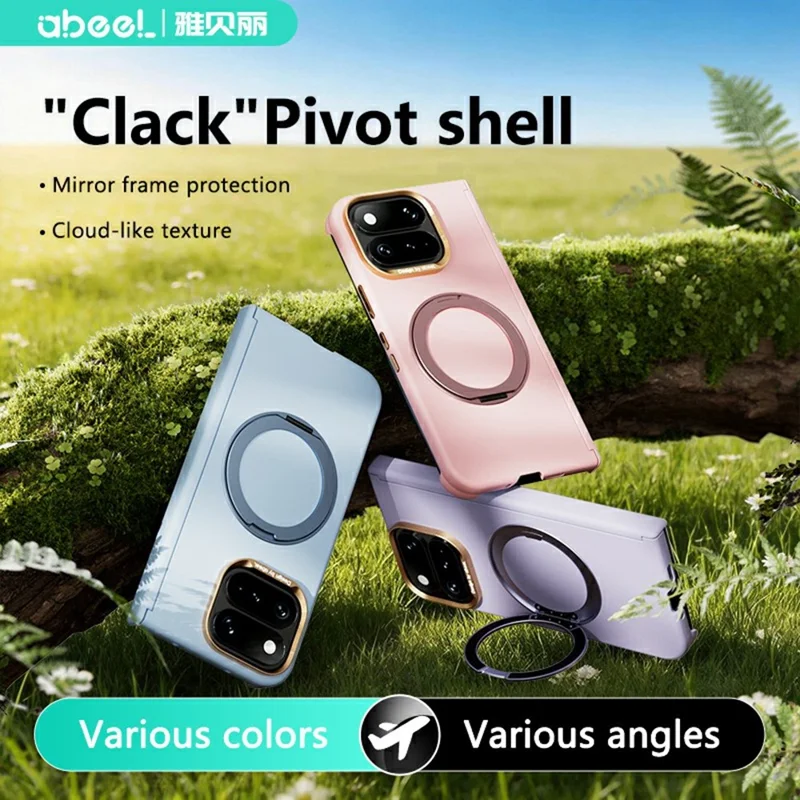 ABEEL for Google Pixel 11 Pro Fold Magnetic Case Ring Kickstand Liquid Silicone Feel PC Phone Cover - Sky Blue