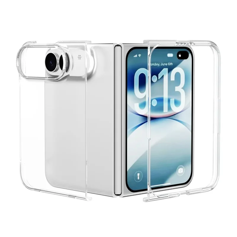 För iPhone Fold Clear Case Dropsskyddande Hård PC-telefonhölse