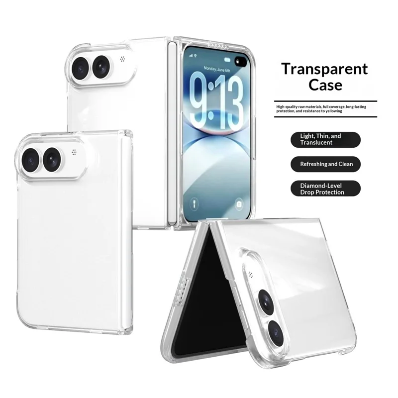 För iPhone Fold Clear Case Dropsskyddande Hård PC-telefonhölse