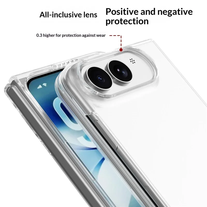 För iPhone Fold Clear Case Dropsskyddande Hård PC-telefonhölse