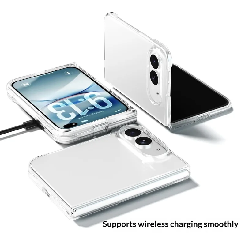 För iPhone Fold Clear Case Dropsskyddande Hård PC-telefonhölse
