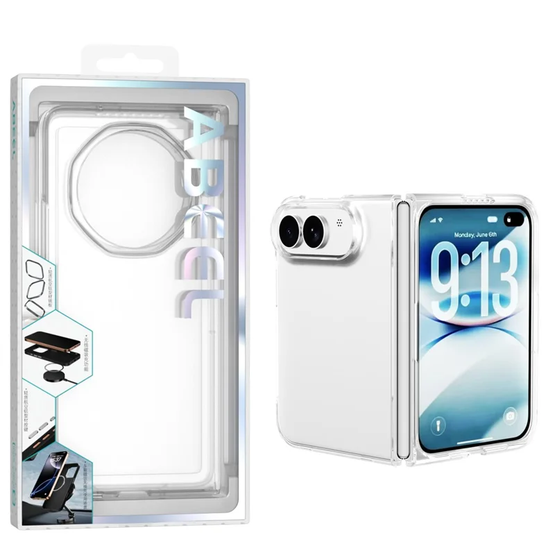 För iPhone Fold Clear Case Dropsskyddande Hård PC-telefonhölse