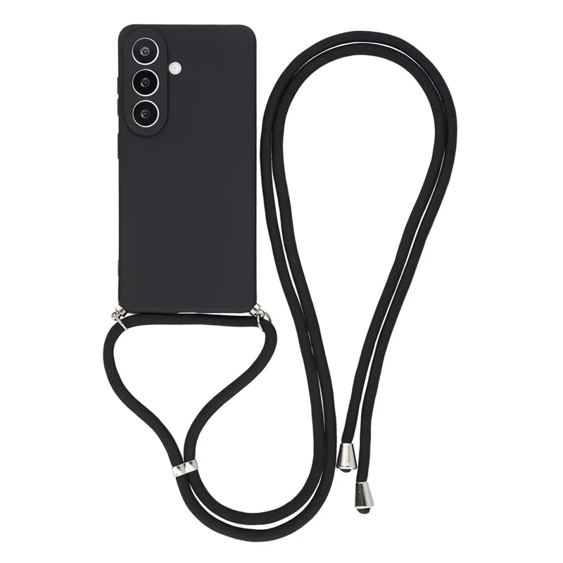 For Samsung Galaxy S26 FE Case Flexible TPU Fiber Lining Anti-Shock Crossbody Phone Cover - Black - 1
