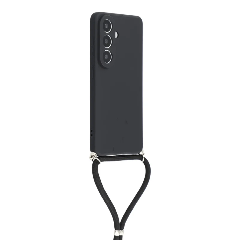 For Samsung Galaxy S26 FE Case Flexible TPU Fiber Lining Anti-Shock Crossbody Phone Cover - Black - 2