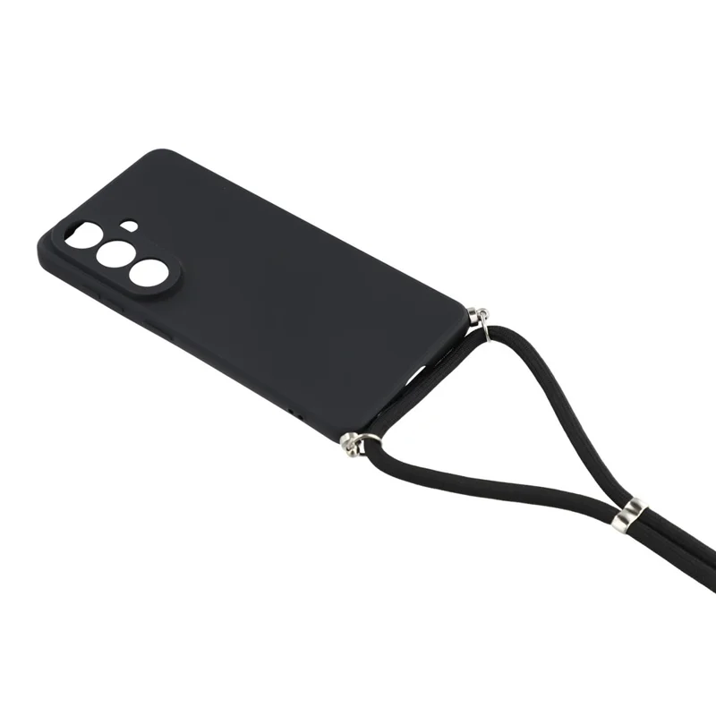 For Samsung Galaxy S26 FE Case Flexible TPU Fiber Lining Anti-Shock Crossbody Phone Cover - Black - 3