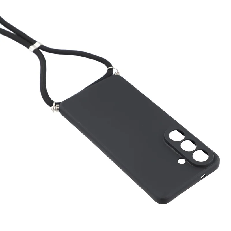 For Samsung Galaxy S26 FE Case Flexible TPU Fiber Lining Anti-Shock Crossbody Phone Cover - Black - 4