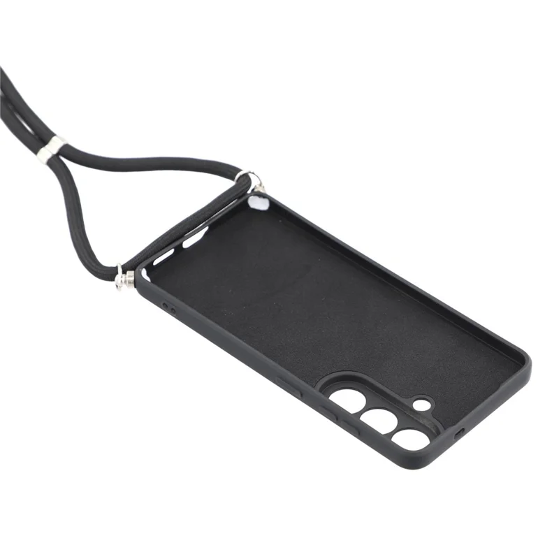 For Samsung Galaxy S26 FE Case Flexible TPU Fiber Lining Anti-Shock Crossbody Phone Cover - Black - 5