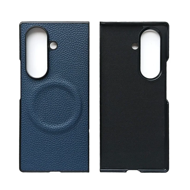 For Samsung Galaxy Z Fold7 5G Magnetic Case Litchi Texture PU Leather Coated PC Dual-Layer Protective Cover - Orange