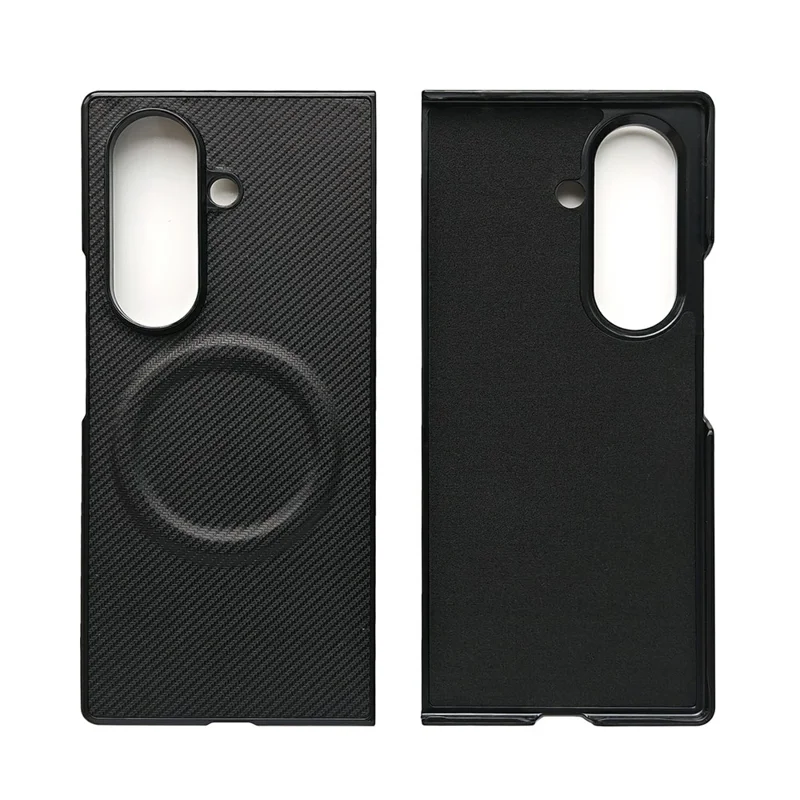 For Samsung Galaxy Z Fold7 5G Magnetic Case Carbon Fiber Texture Leather + PC Anti-Scratch Protective Cover - Black