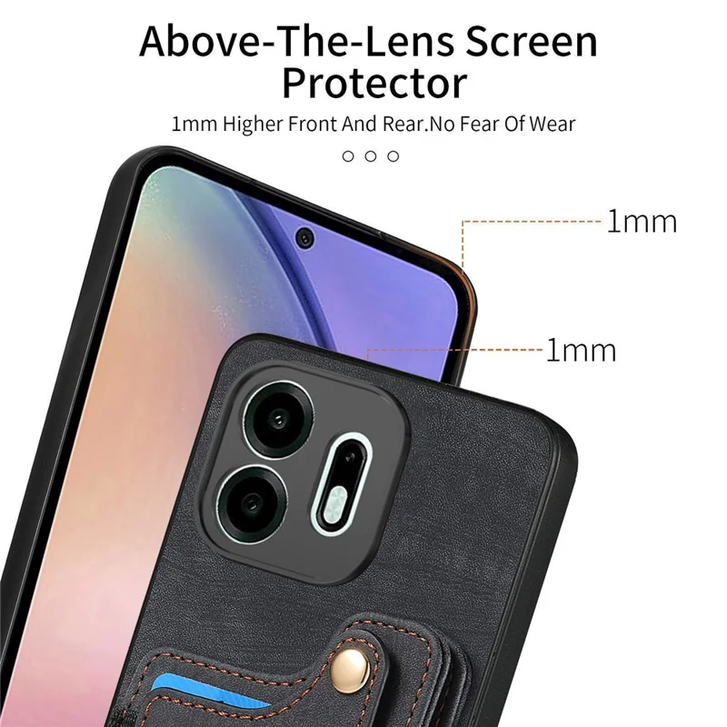 For OnePlus N6 4G Retro PU Leather Case Phone Cover with RFID Blocking Card Holder  /  Ring Holder - Black