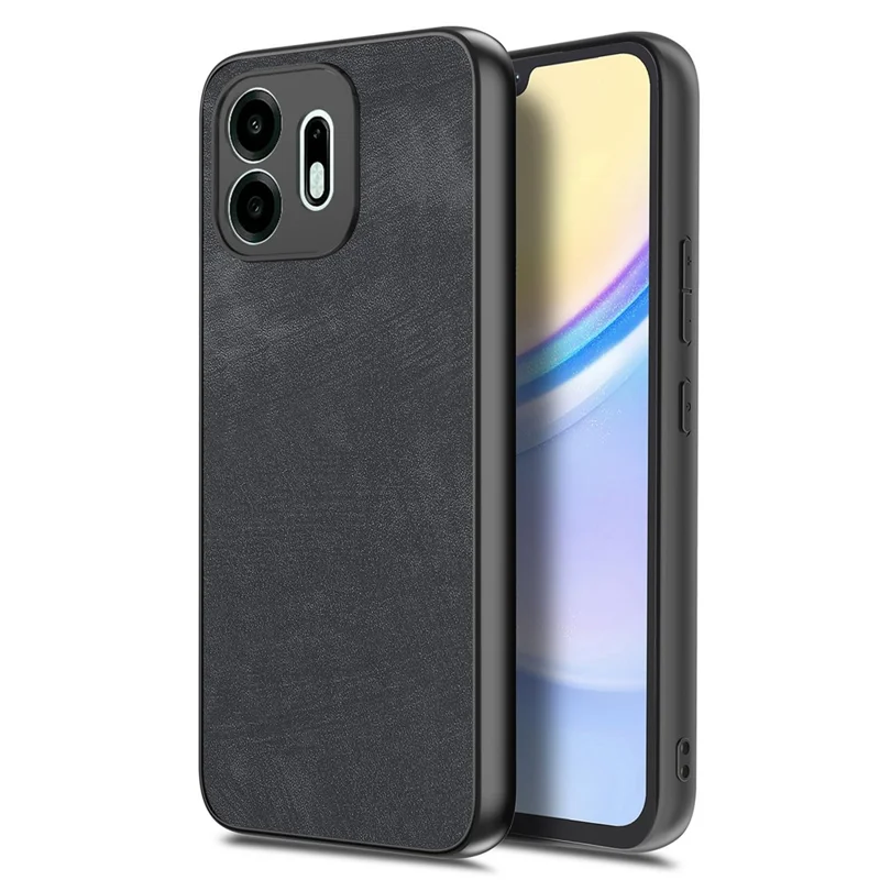 For OnePlus N6 4G Case Shockproof Slim Retro Leather Phone Back Cover - Black