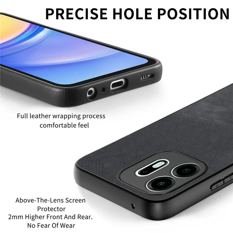 For OnePlus N6 4G Case Shockproof Slim Retro Leather Phone Back Cover - Black