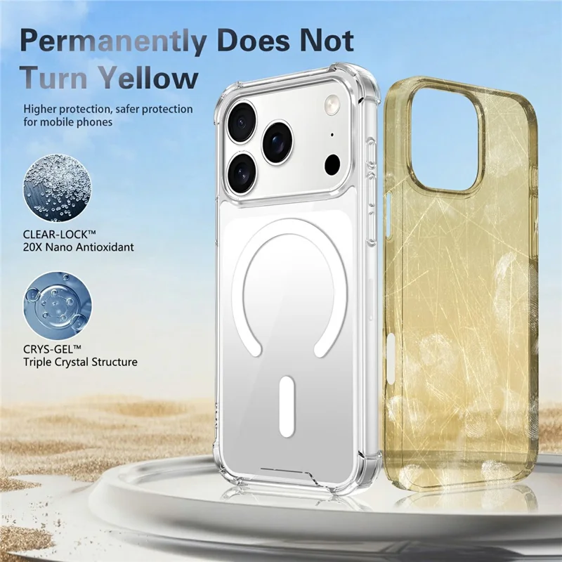 For iPhone 18 Pro Magnetic Case TPU + Acrylic Air Cushion Corners Protective Phone Cover with 2Pcs Camera Protector + 2Pcs Screen Protector - Transparent
