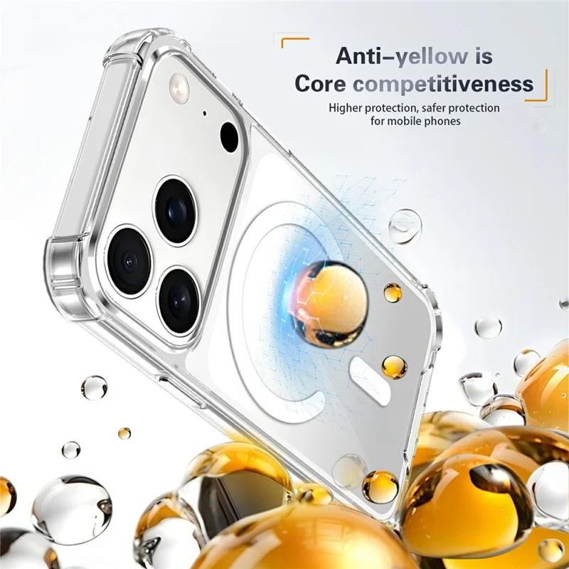 For iPhone 18 Pro Magnetic Case TPU + Acrylic Air Cushion Corners Protective Phone Cover with 2Pcs Camera Protector + 2Pcs Screen Protector - Transparent