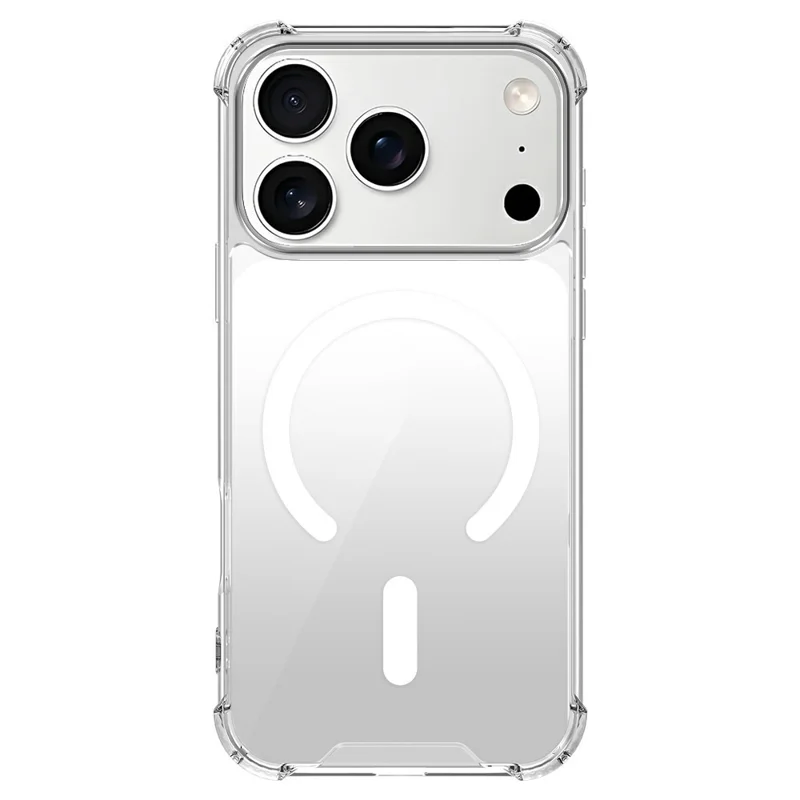 For iPhone 18 Pro Magnetic Case TPU + Acrylic Air Cushion Corners Protective Phone Cover with 2Pcs Camera Protector + 2Pcs Screen Protector - Transparent
