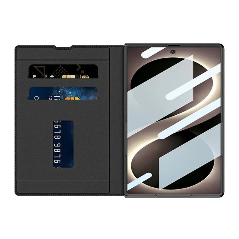 GKK Per Samsung Galaxy Z Fold8 Custodia Protettiva con Supporto in Pelle PU con Scomparto per Penna e Fessura per Carte con Pellicola in Vetro Temperato - Grigio Titanio