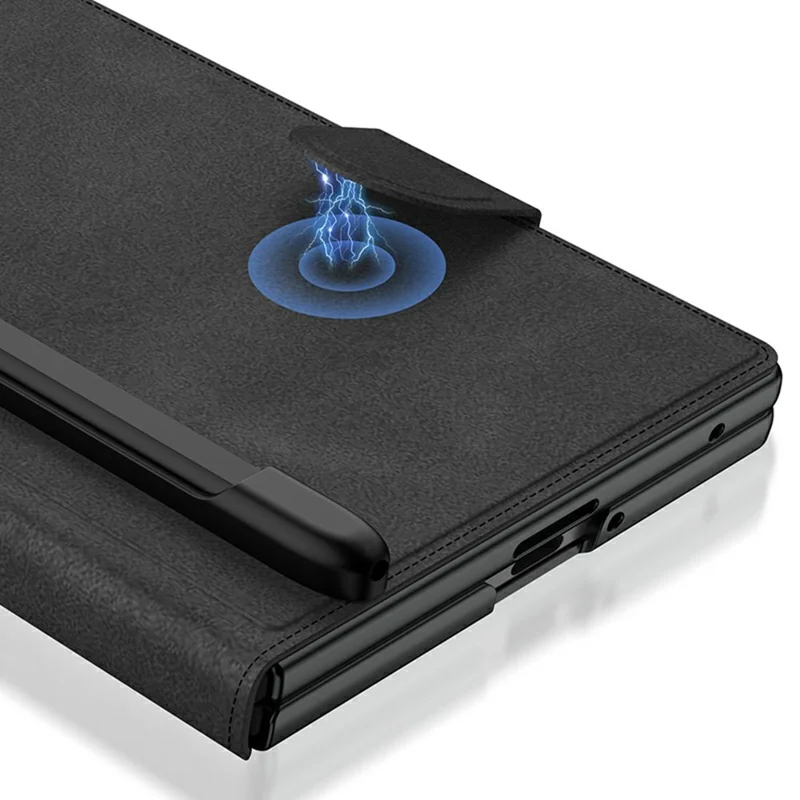 GKK Per Samsung Galaxy Z Fold8 Custodia Protettiva con Supporto in Pelle PU con Scomparto per Penna e Fessura per Carte con Pellicola in Vetro Temperato - Grigio Titanio